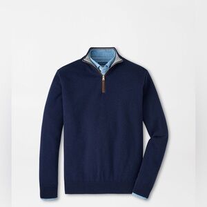 Peter Millar Artisan Crafted Cashmere Navy Quarter-Zip Sweater $695